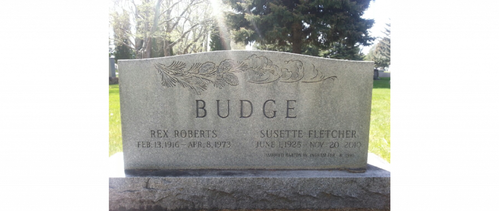 Grave Marker for Rex and Susette Fletcher Budge