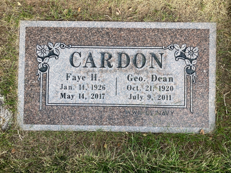 Grave marker of George Dean and Faye Hendircks Cardon