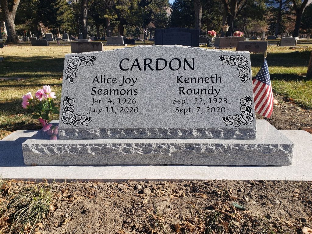 Grave Marker Photo of Kenneth Roundy and Alice Joy Seamons Cardon