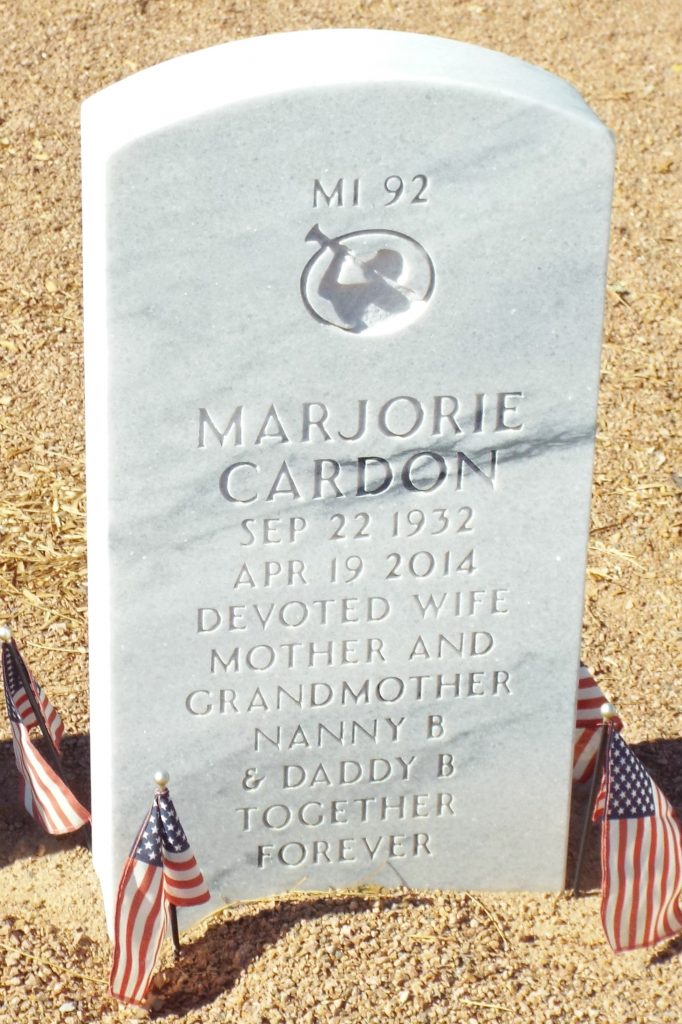 Grave Marker for Marjorie Williams Cardon