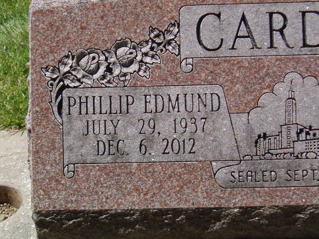 Grave Marker of Phil Edmund Cardon