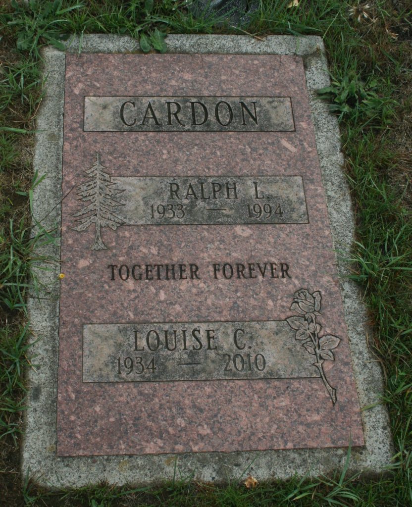 Ralph L and Louise C Cardon grave marker