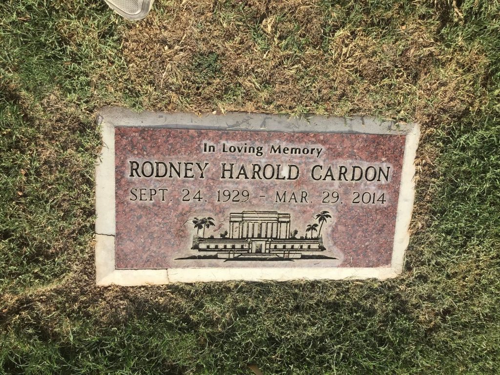 Grave Marker for Rodney Harold Cardon