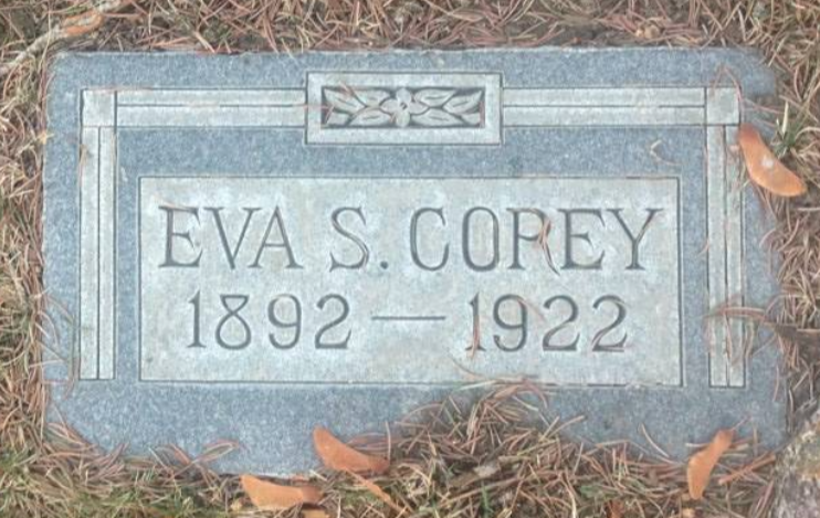 Eva S Corey grave marker