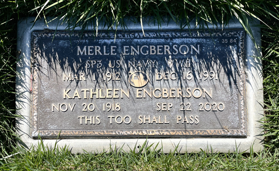 Merle and Kathleen Engberson grave marker