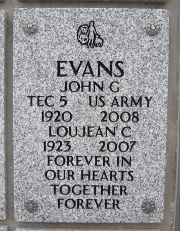 John G and LouJean C Evans grave marker