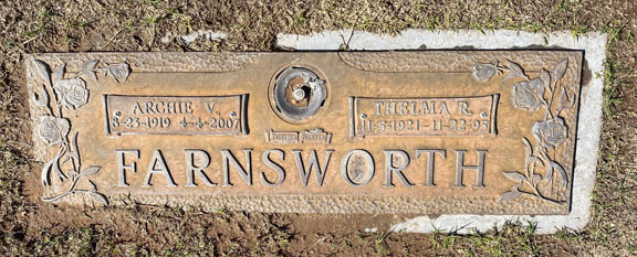 Archie and Thelma Farnsworth grave marker