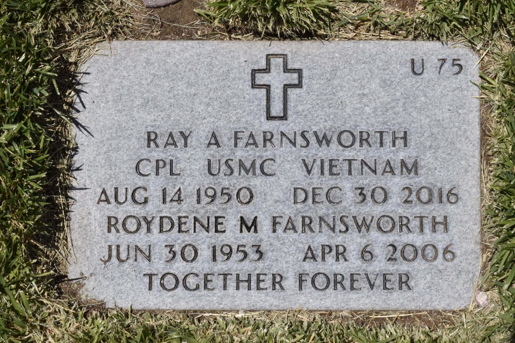 RayAllen and Roydene Marie Farnsworth grave marker