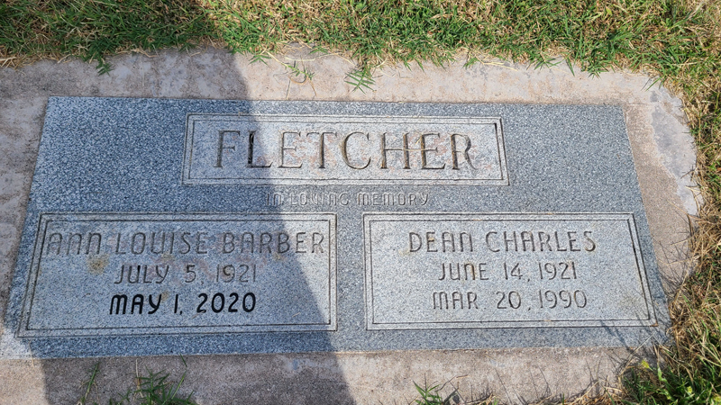 Dean Charles and Ann Louise Fletcher grave marker