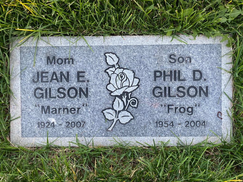 Mom Jean and Son Phil Gilson grave marker