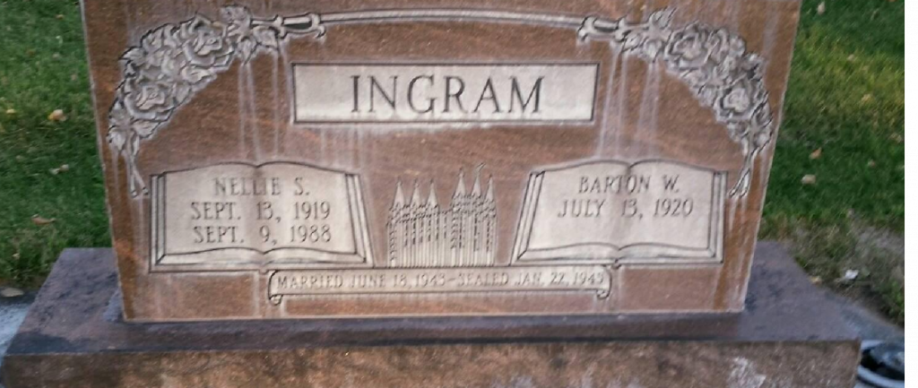 Grave marker of Bart and Nellie Ingram