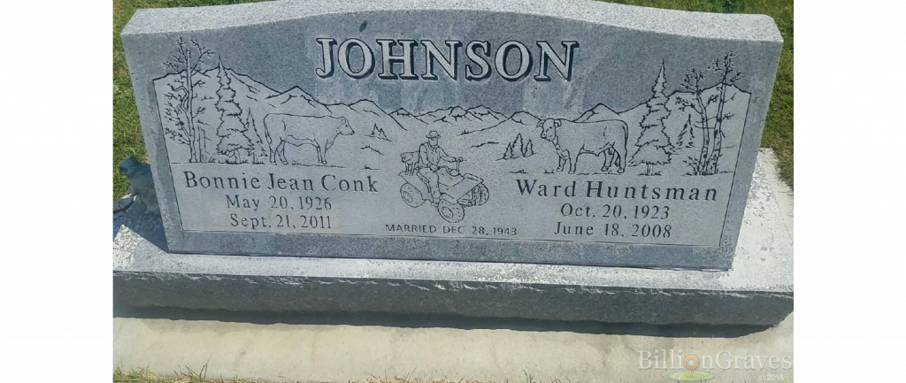 Grave Marker for Ward and Bonnie Jean Johnson