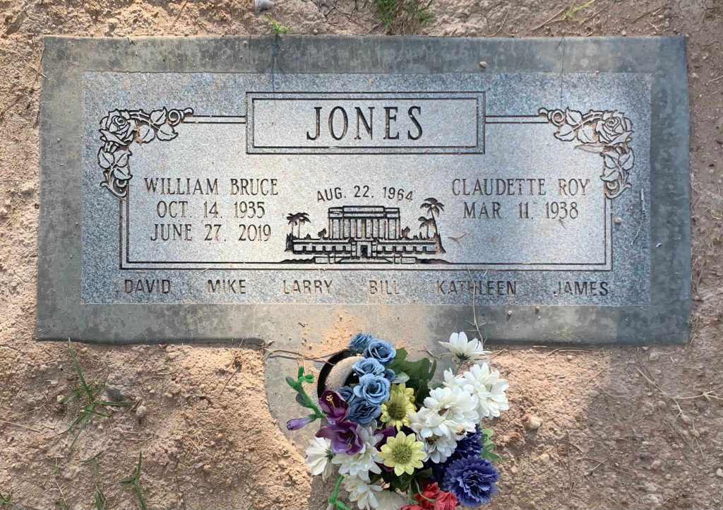 Grave Marker of William Bruce and Claudette Roy Jones