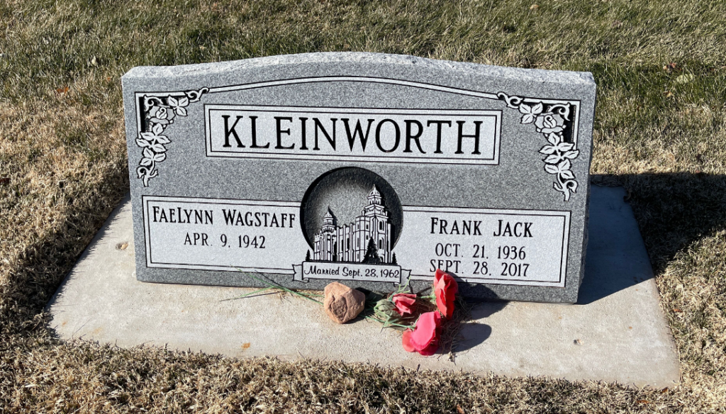 Grave Marker for Frank and FaeLynn Kleinworth