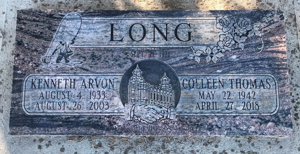 Kenneth Arvon and Colleen Thomas Long grave marker