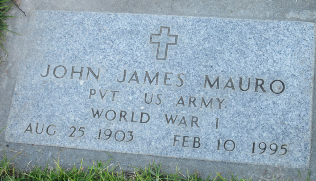 John James Mauro grave marker