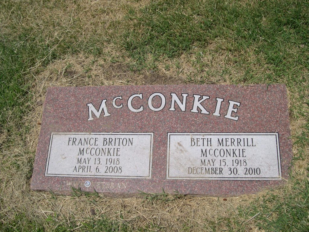 France Briton and Beth McConkie grave marker