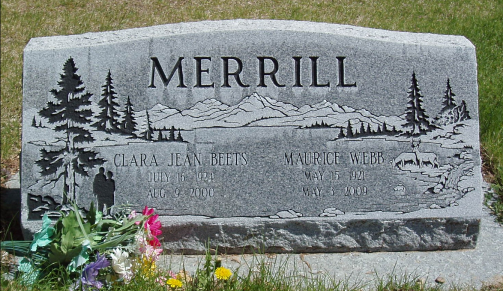 Grave Marker of Maurice Webb and Clara Jean Beets Merrill