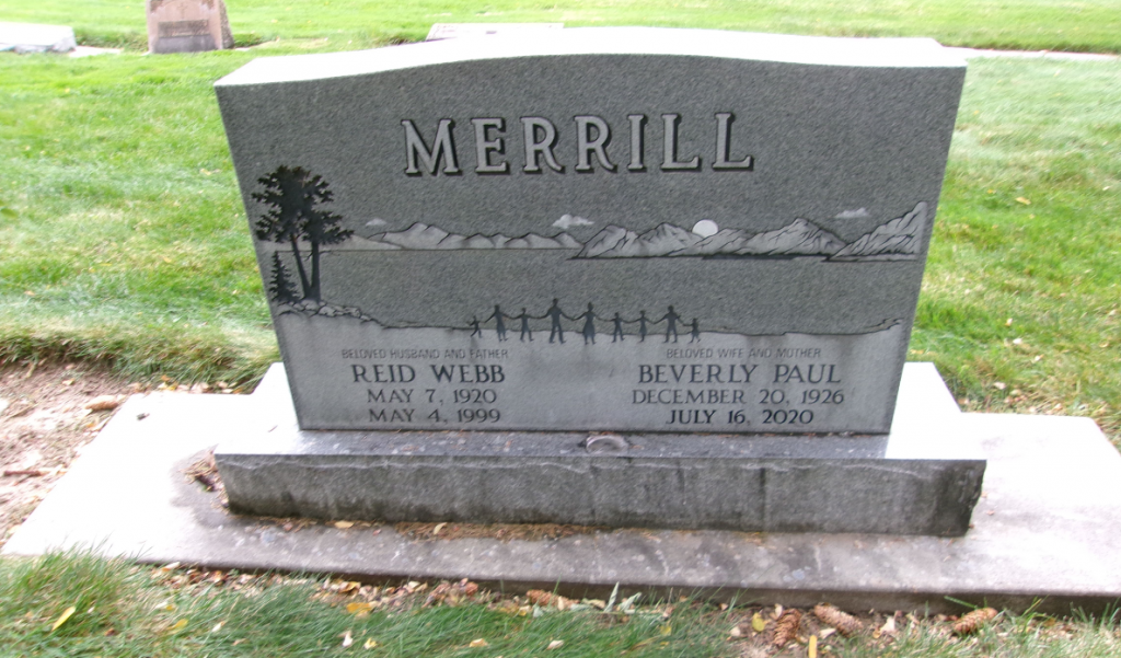 Grave Marker of Reid Webb and Beverly Paul Merrill