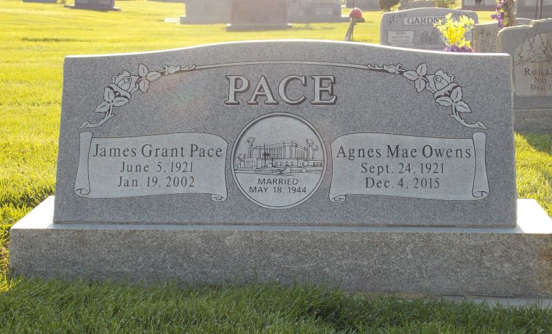 Grave Marker of James Grant and Agnes Mae Owens Pace