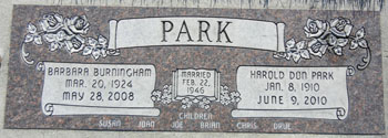 Grave Marker of Harold and Barbara Park