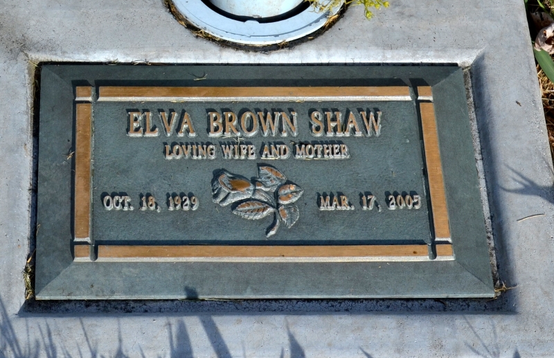 Grave Marker of Elva Brown Shaw