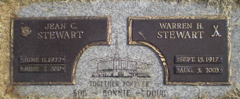 Grave Marker of Warren and Jean Cardon Stewart