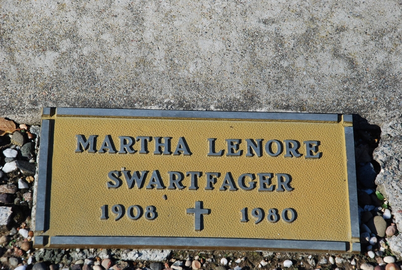 Grave Marker for Martha Lenore Swartfager