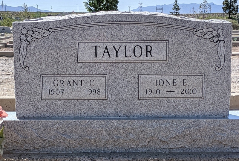 Grave Marker for Ione E. and Grant Cardon Taylor