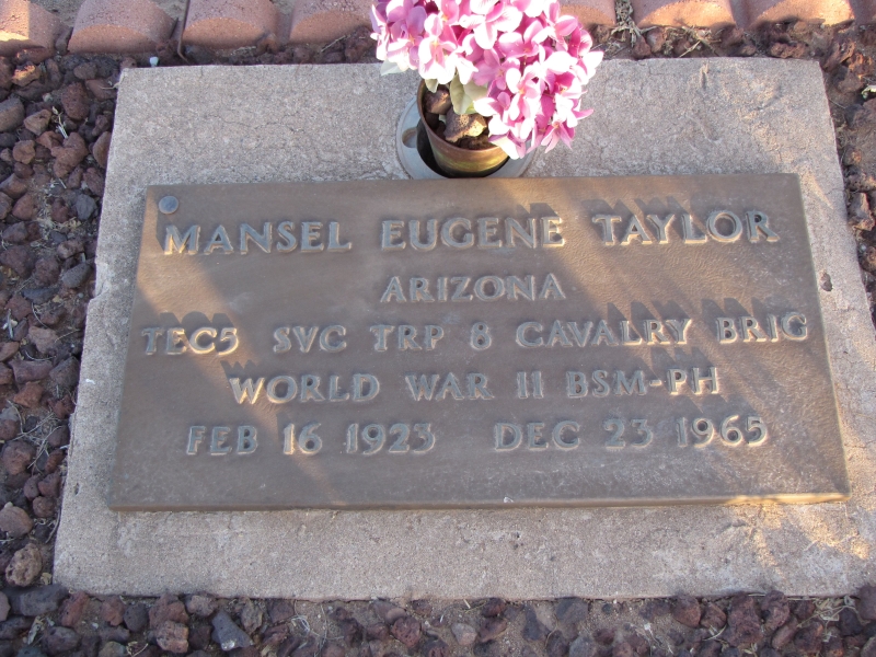 Grave Marker for Mansel Eugene Taylor