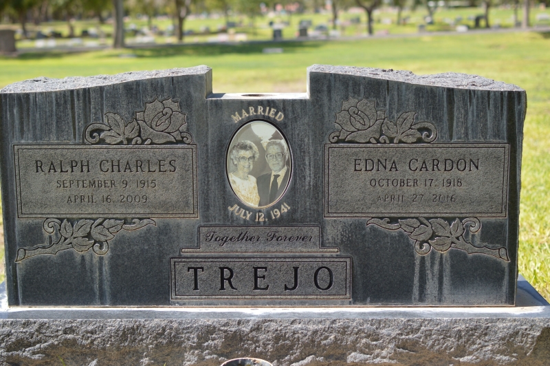 Grave marker of Ralph Charles and Edna Cardon Trejo