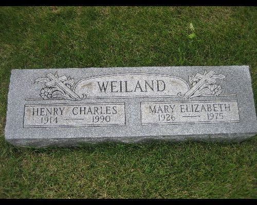 Grave Marker of Henry Charles and Mary Elizabeth Weiland