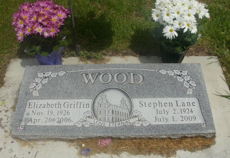 Stephen Lane and Elizabeth Griffin Wood grave marker