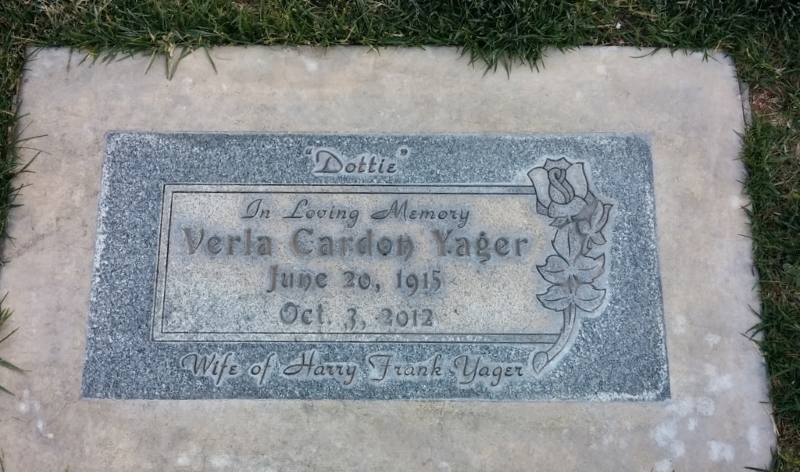 Verla Cardon Yager grave marker photo