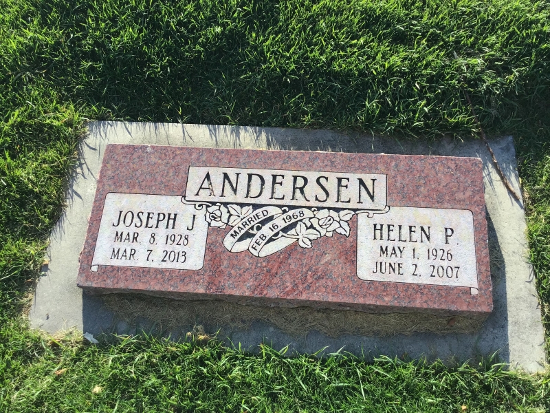 Joseph and Helen Andersen grave marker