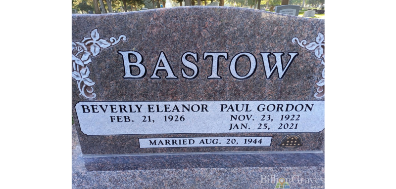 Grave marker of Paul and Beverly Bastow