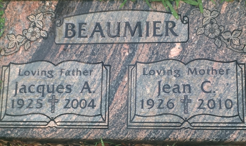 Grave marker of Jacques and Jean Beaumier