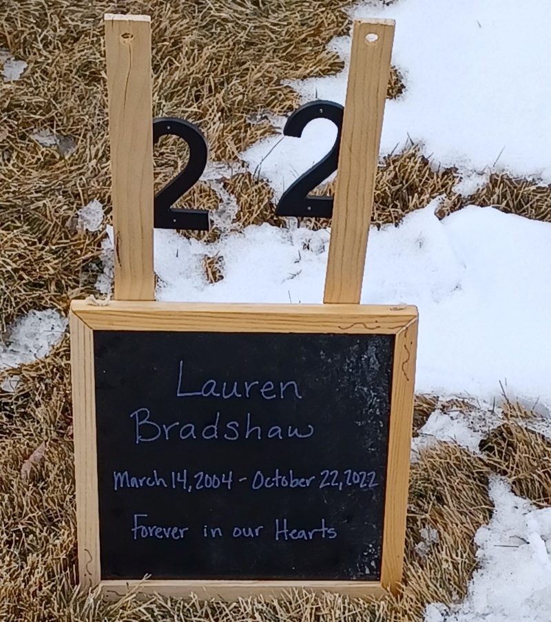 Temporary Grave Marker for Lauren Vera Bradshaw