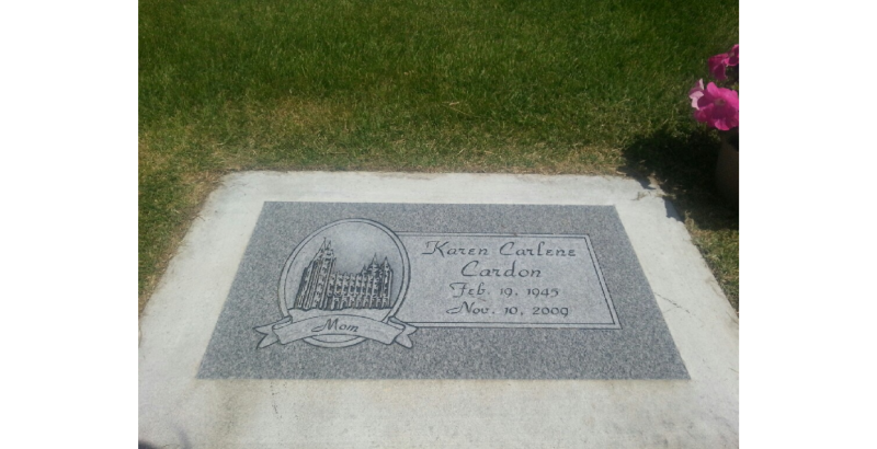 Grave marker of Karen Carlene Dopp Cardon