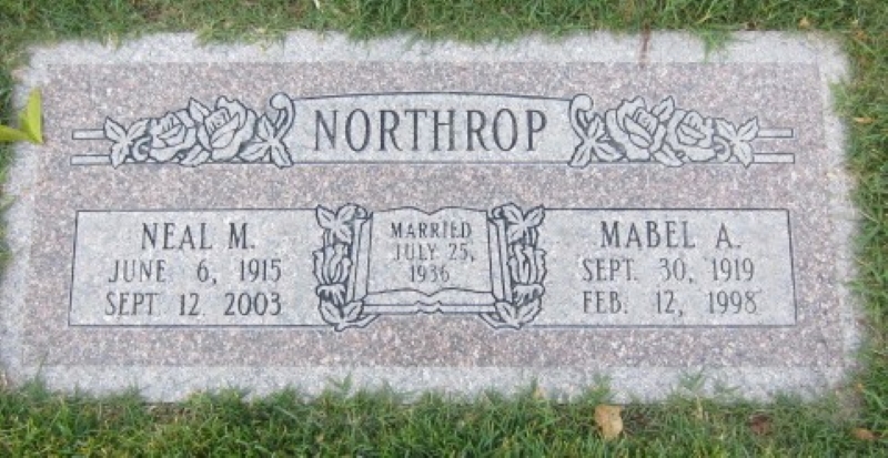 Mabel Alexander and Neal Northrop grave marker