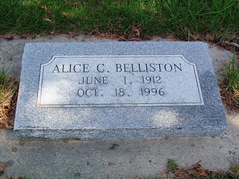 Grave marker of Alice June Cardon Belliston