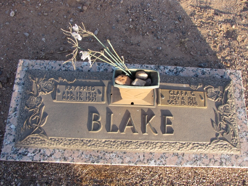 Grave marker of Ray Fred Blake Sr. and Clara Cardon Blake