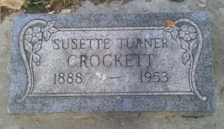 Grave marker of Susett Turner Crockett