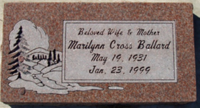 Grave marker of Marilynn Cross Ballard