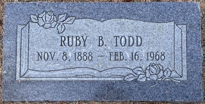 Grave marker of Ruby Brown Byrne Todd