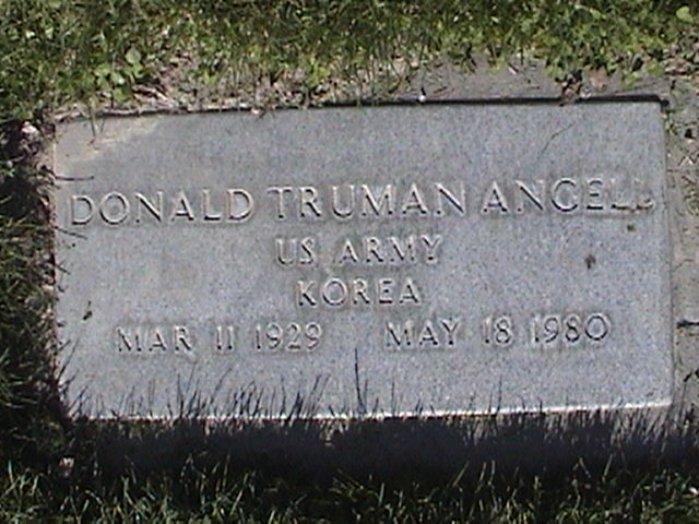 Grave marker of Donald Truman Angell