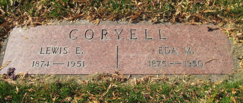 Grave marker of Lewis Coryell and Eda May Putnam Byrne