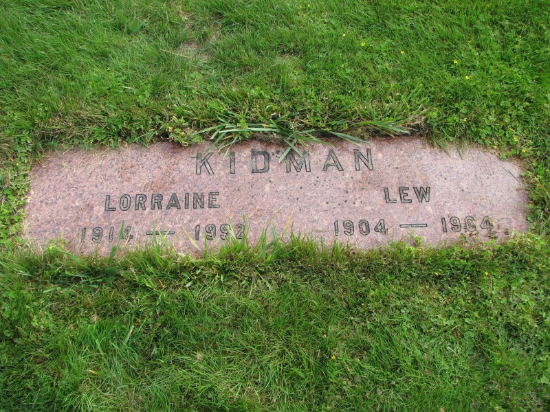 Grave marker of Lewis "Lew" Kidman