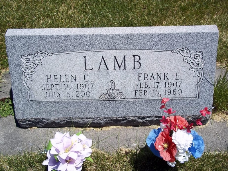 Grave marker of Frank Earl and Helen Cardon Lamb