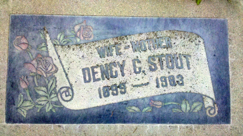 Grave marker of Dency Cardon Stout